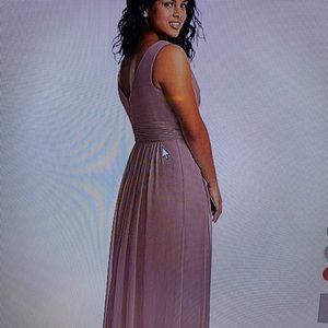 NWT! Dessy Collection Sleeveless Draped Chiffon Maxi Dress with Front Slit